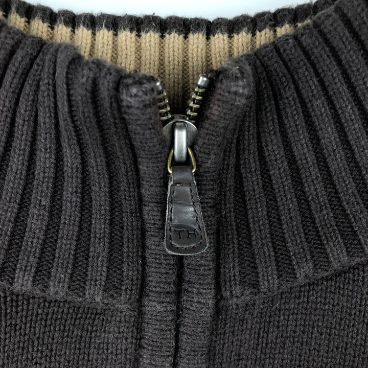 Tommy Hilfiger Cotton Knit Half-Zip Sweater, Men's XL cotton brown type Vintage Second Hand