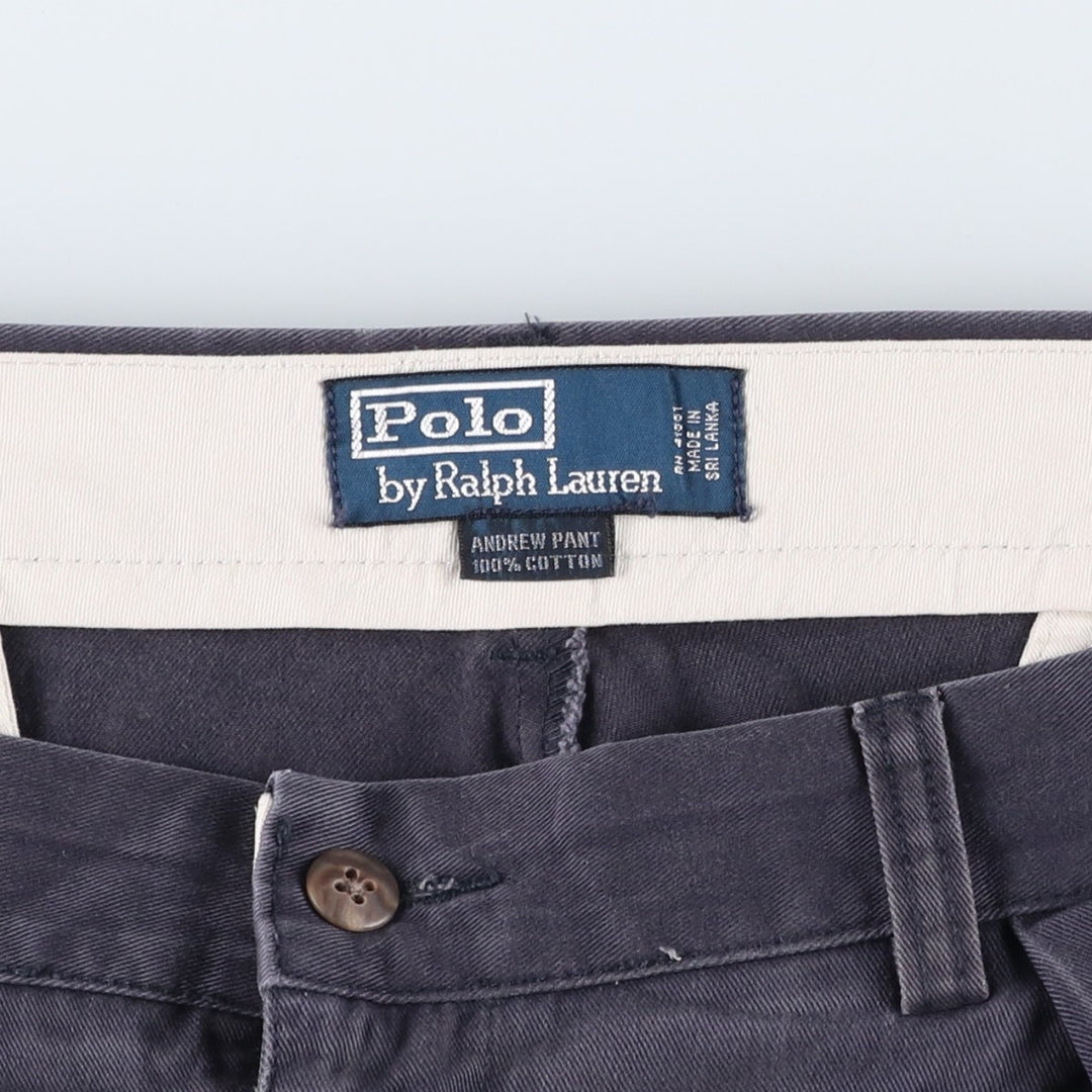 Ralph Lauren POLO by Ralph Lauren ANDREW PANT Two-pleat Chino Pants Men's Size W37 cotton navy blue type Vintage Second Hand