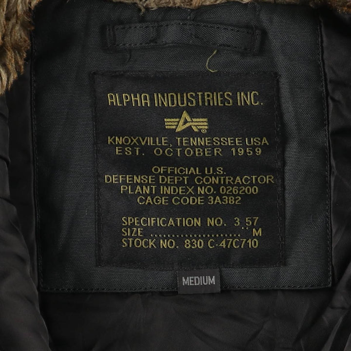 Special Price: Alpha N-3B Type Padded Military Flight Jacket, Men's Size Medium Nylon black type Vintage Second Hand