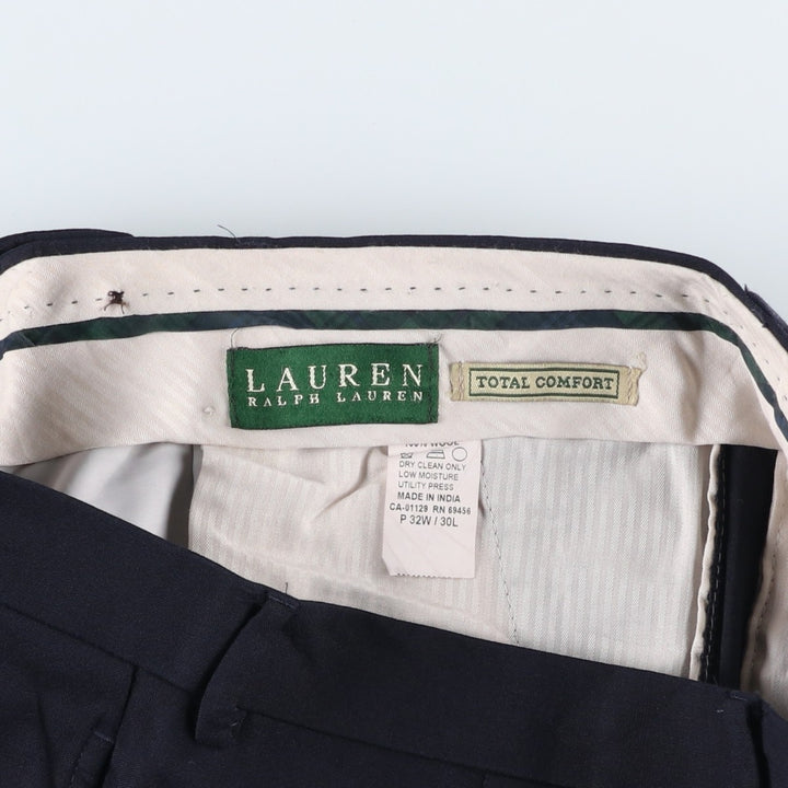 Ralph Lauren LAUREN TOTAL COMFORT two-pleat wool pants, men's size W33. wool navy blue type Vintage Second Hand