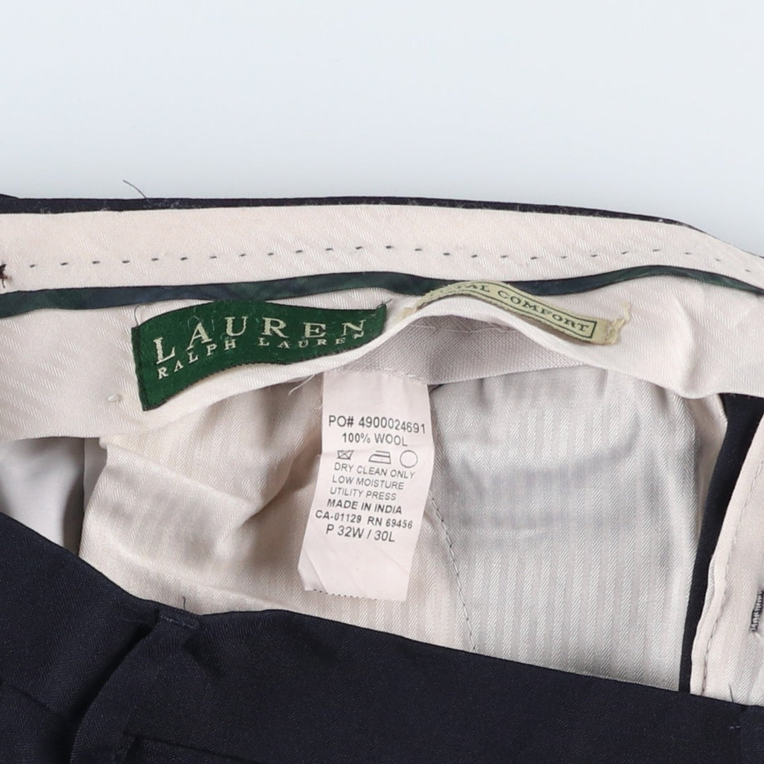 Ralph Lauren LAUREN TOTAL COMFORT two-pleat wool pants, men's size W33. wool navy blue type Vintage Second Hand