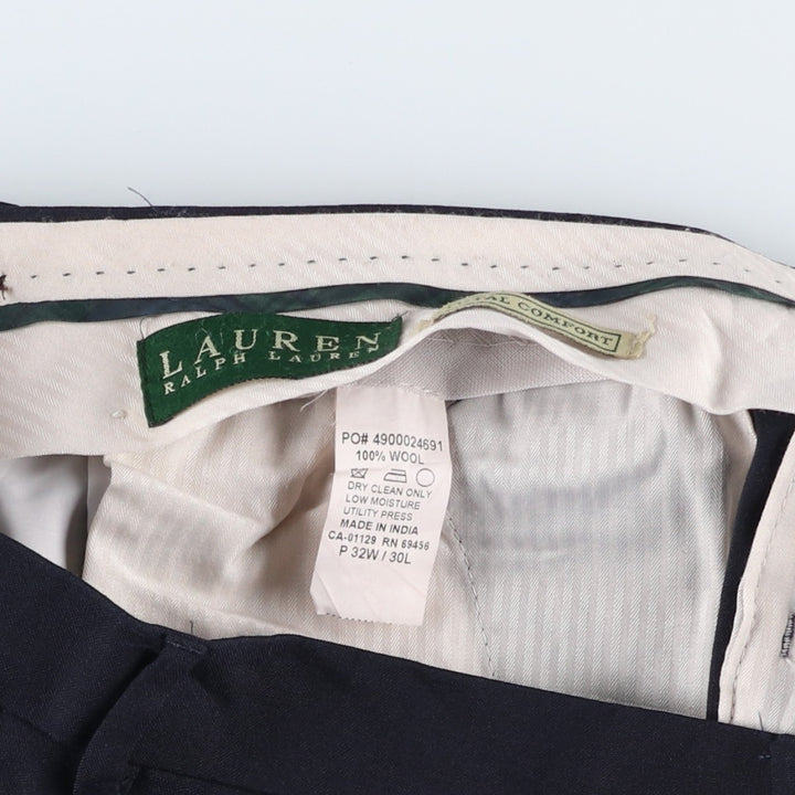 Ralph Lauren LAUREN TOTAL COMFORT two-pleat wool pants, men's size W33. wool navy blue type Vintage Second Hand