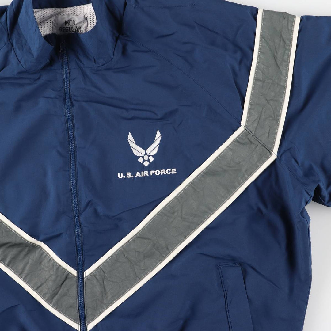 2000'S Civilian PTU Training Jacket, USAIR FORCE Windbreaker, Made in USA, Medium Regular, Men's Size Medium polyester navy blue type Vintage Second Hand