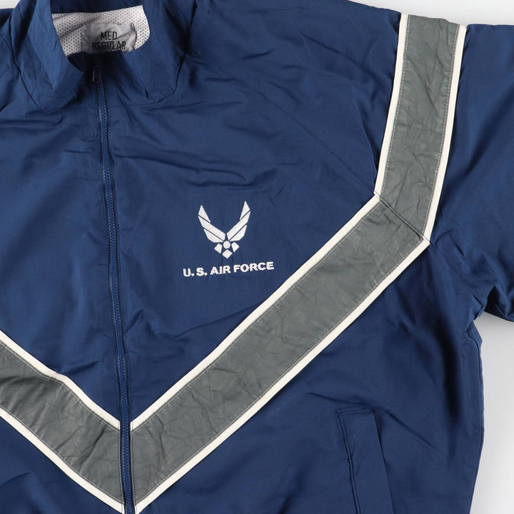 2000'S Civilian PTU Training Jacket, USAIR FORCE Windbreaker, Made in USA, Medium Regular, Men's Size Medium polyester navy blue type Vintage Second Hand