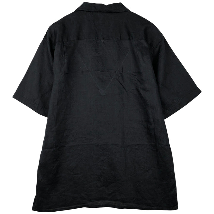 SYLLABLES Short Sleeve Open Collar Linen Shirt, Box Shirt, Men's XL Lamy black type Vintage Second Hand
