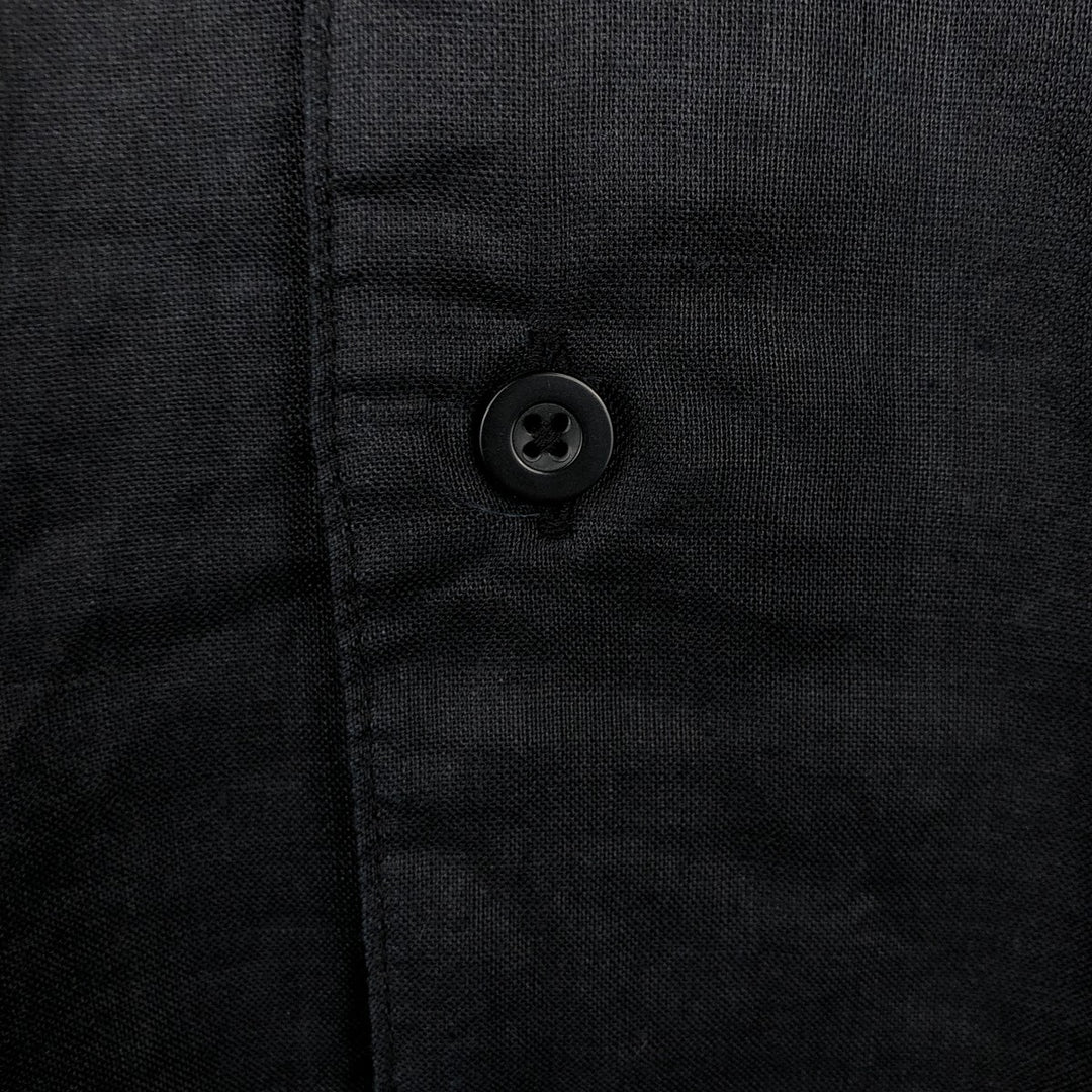 SYLLABLES Short Sleeve Open Collar Linen Shirt, Box Shirt, Men's XL Lamy black type Vintage Second Hand