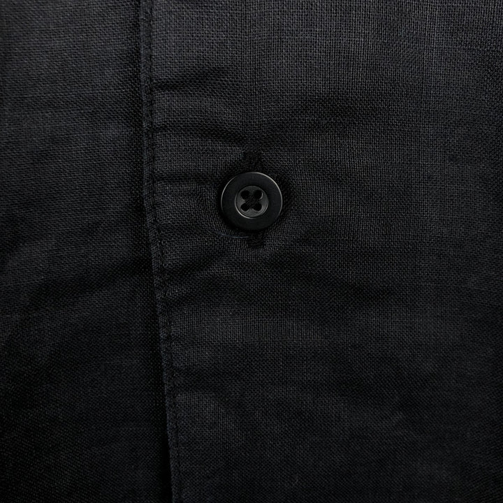 SYLLABLES Short Sleeve Open Collar Linen Shirt, Box Shirt, Men's XL Lamy black type Vintage Second Hand