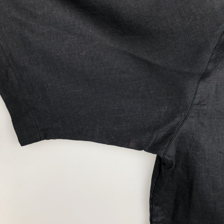 SYLLABLES Short Sleeve Open Collar Linen Shirt, Box Shirt, Men's XL Lamy black type Vintage Second Hand