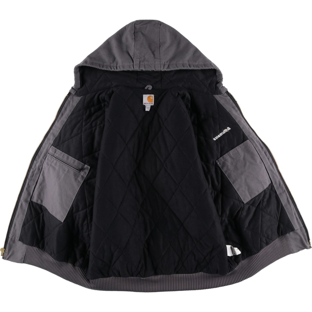 Special Price: Carhartt Active Jacket, Padded Duck Full-Zip Hoodie, Made in USA, Men's Size XL cotton gray type Vintage Second Hand