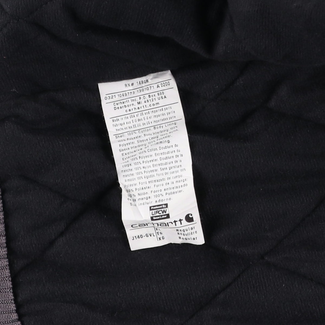 Special Price: Carhartt Active Jacket, Padded Duck Full-Zip Hoodie, Made in USA, Men's Size XL cotton gray type Vintage Second Hand