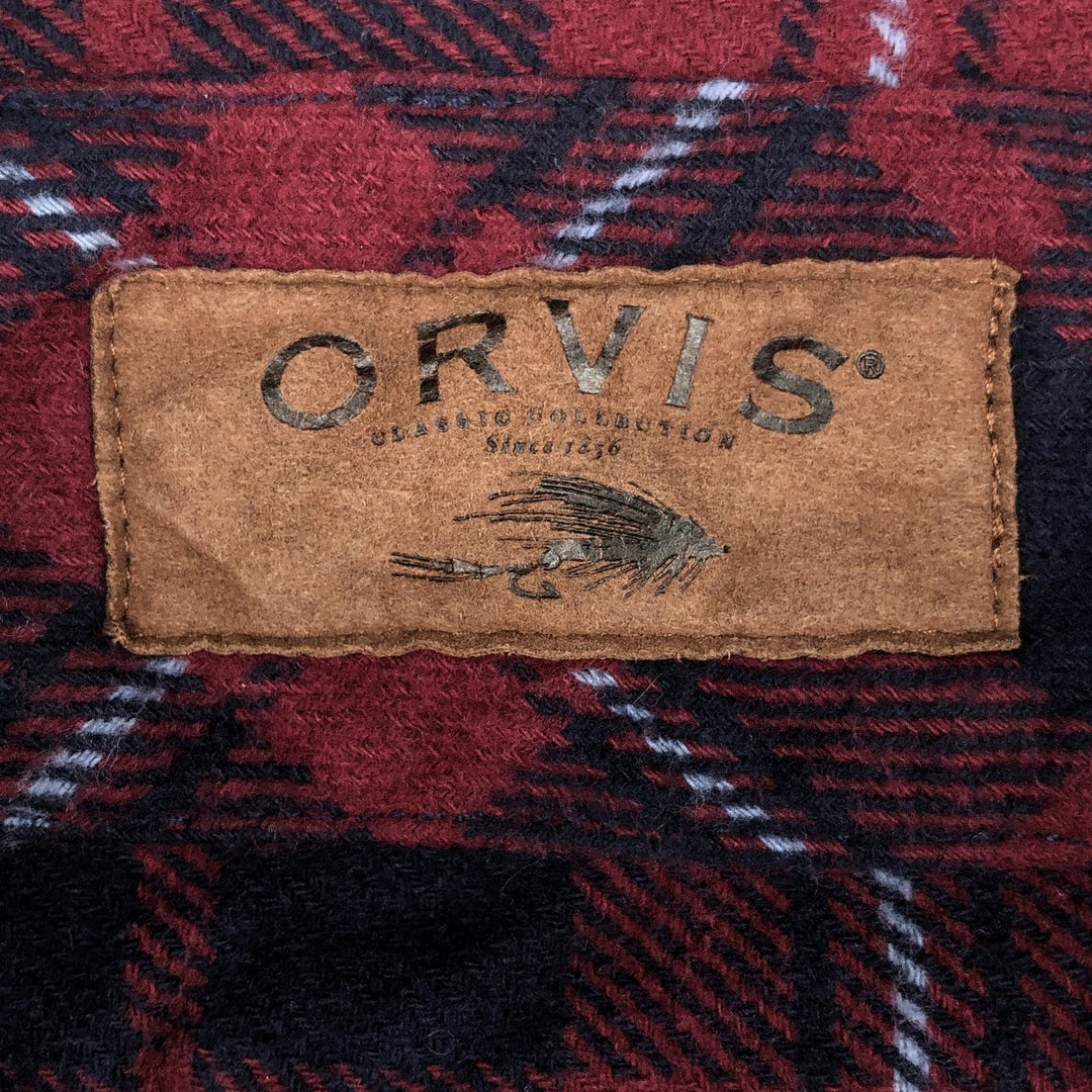 ORVIS Long Sleeve Flannel Check Shirt, Men's Size M cotton red type Vintage Second Hand