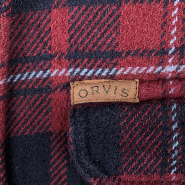 ORVIS Long Sleeve Flannel Check Shirt, Men's Size M cotton red type Vintage Second Hand