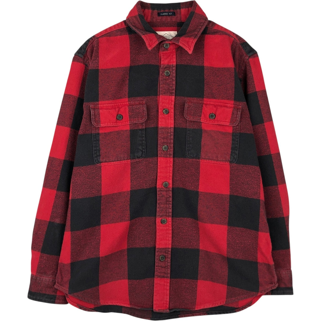 St. John's Bay Classic Fit Buffalo Check Long-Sleeve Flannel Check Shirt (Men's Size L) cotton red type Vintage Second Hand