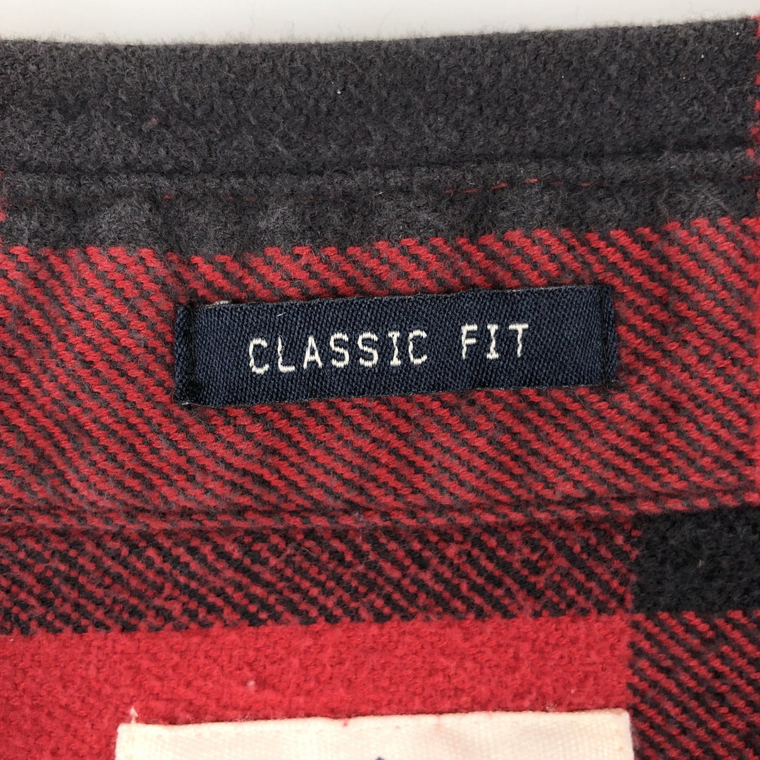 St. John's Bay Classic Fit Buffalo Check Long-Sleeve Flannel Check Shirt (Men's Size L) cotton red type Vintage Second Hand
