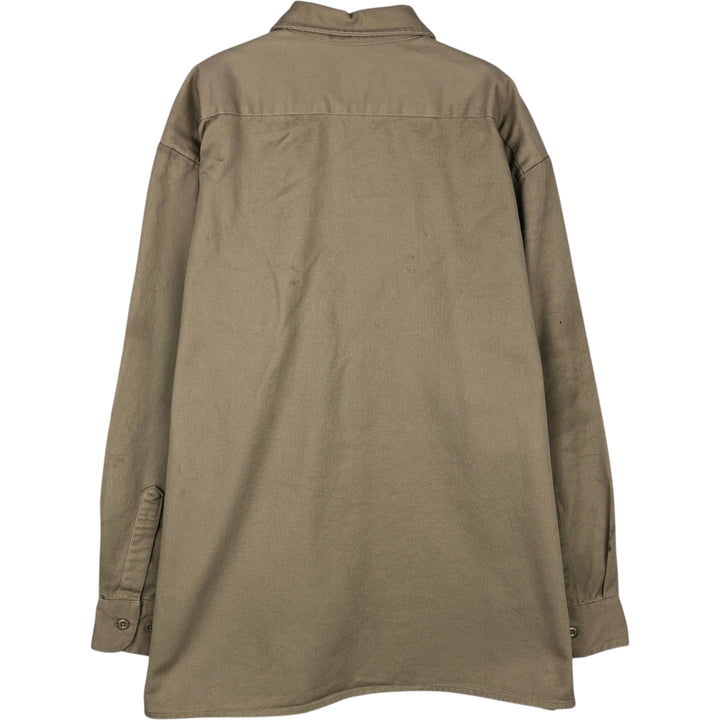 Dickies long-sleeved work shirt, boxy, men's size L cotton Beige type Vintage Second Hand