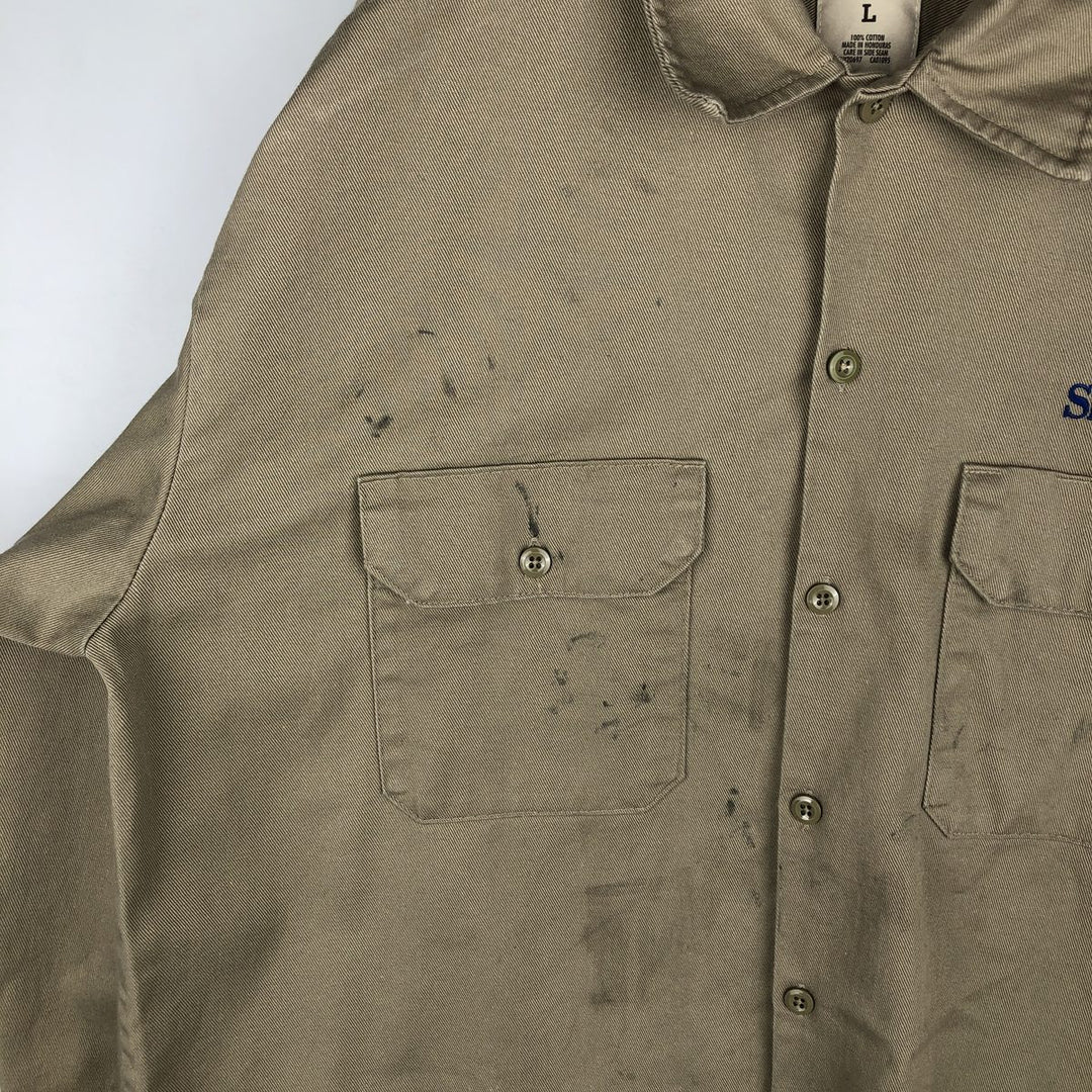 Dickies long-sleeved work shirt, boxy, men's size L cotton Beige type Vintage Second Hand