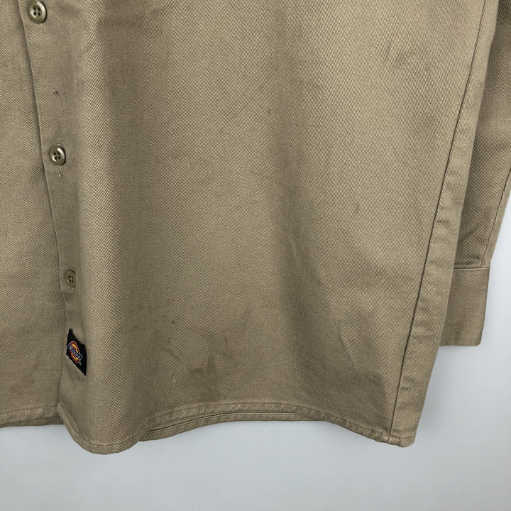 Dickies long-sleeved work shirt, boxy, men's size L cotton Beige type Vintage Second Hand