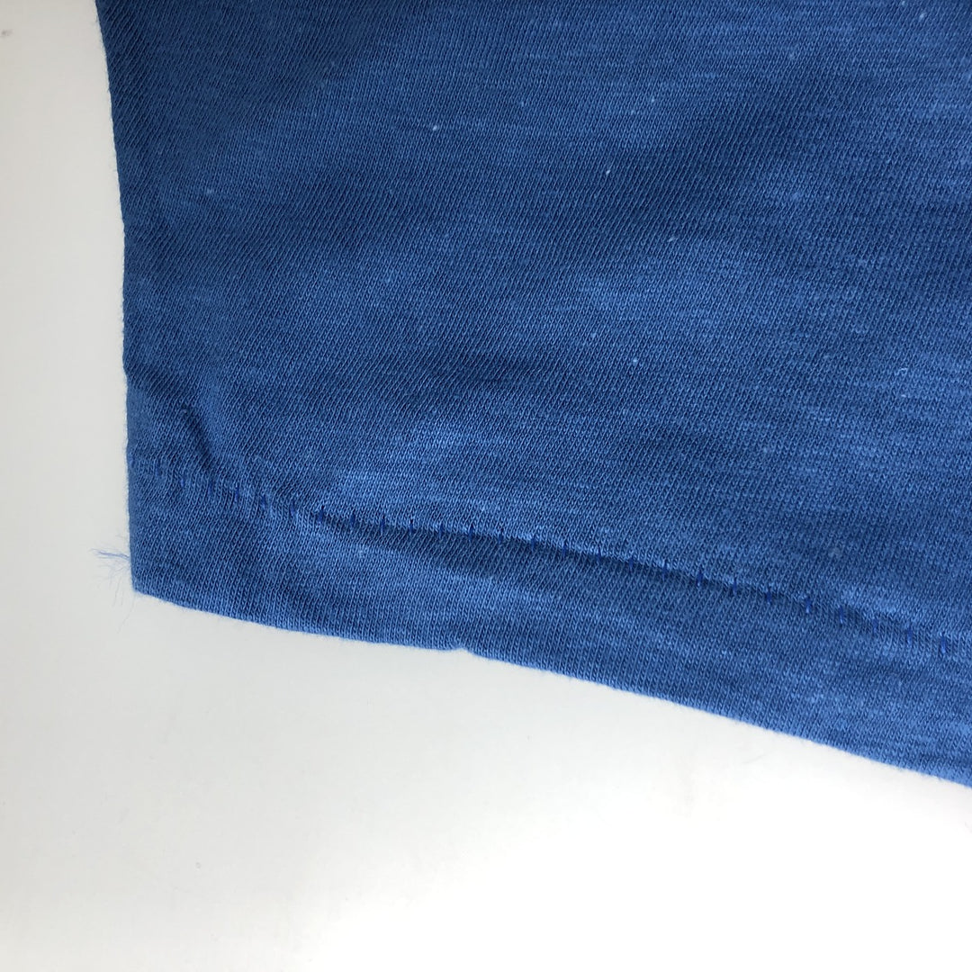 Vintage 1980'S Fruit of the Loom plain pocket T-shirt, made in the USA, size L, men's cotton blue type Vintage Second Hand