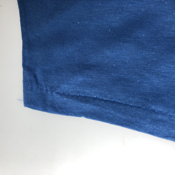 Vintage 1980'S Fruit of the Loom plain pocket T-shirt, made in the USA, size L, men's cotton blue type Vintage Second Hand