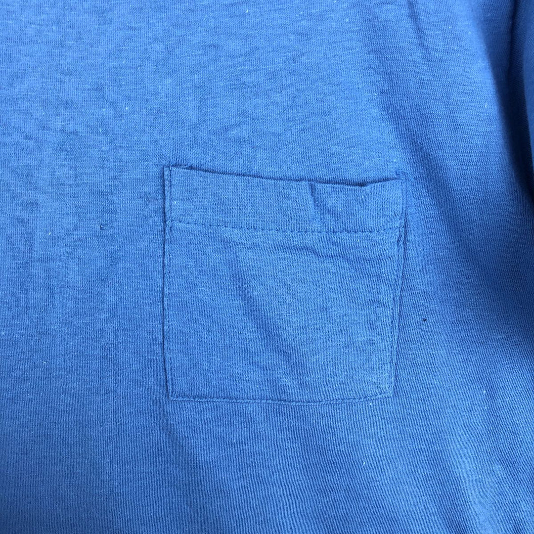 Vintage 1980'S Fruit of the Loom plain pocket T-shirt, made in the USA, size L, men's cotton blue type Vintage Second Hand