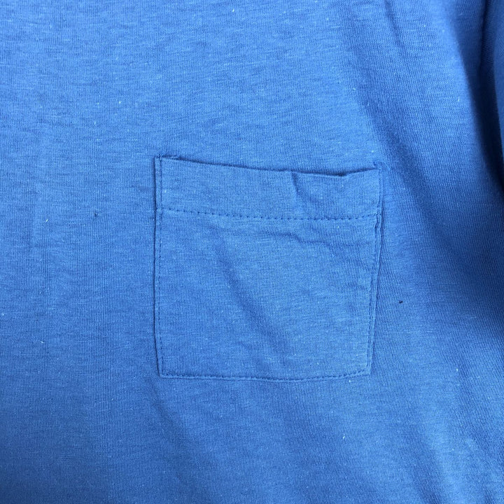 Vintage 1980'S Fruit of the Loom plain pocket T-shirt, made in the USA, size L, men's cotton blue type Vintage Second Hand