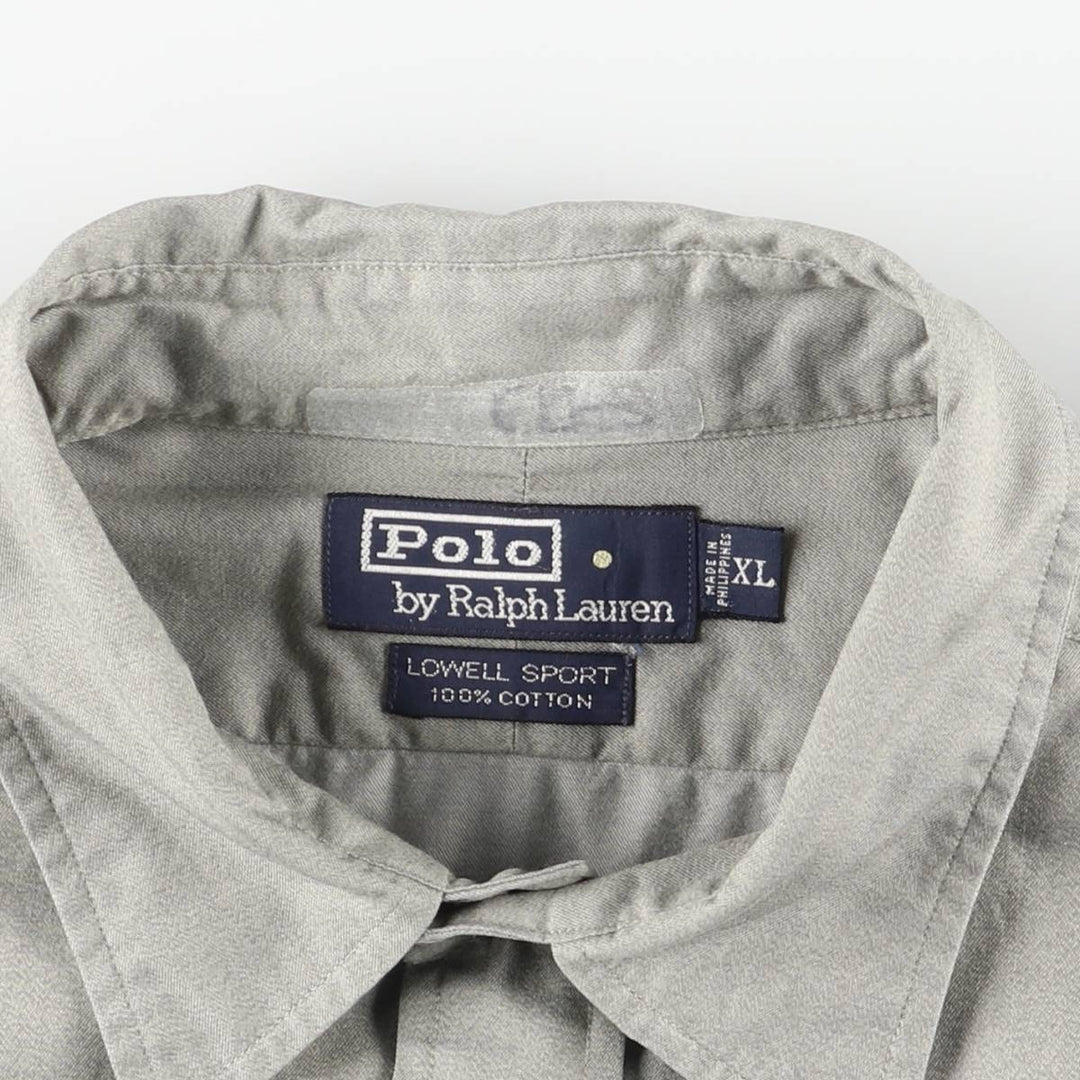 Ralph Lauren POLO by Ralph Lauren LOWELL SPORT long-sleeved cotton shirt, men's size XL cotton Khaki type sage green Vintage Second Hand