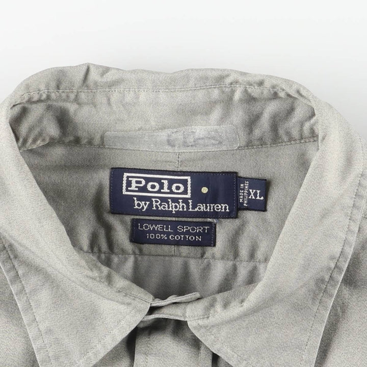 Ralph Lauren POLO by Ralph Lauren LOWELL SPORT long-sleeved cotton shirt, men's size XL cotton Khaki type sage green Vintage Second Hand
