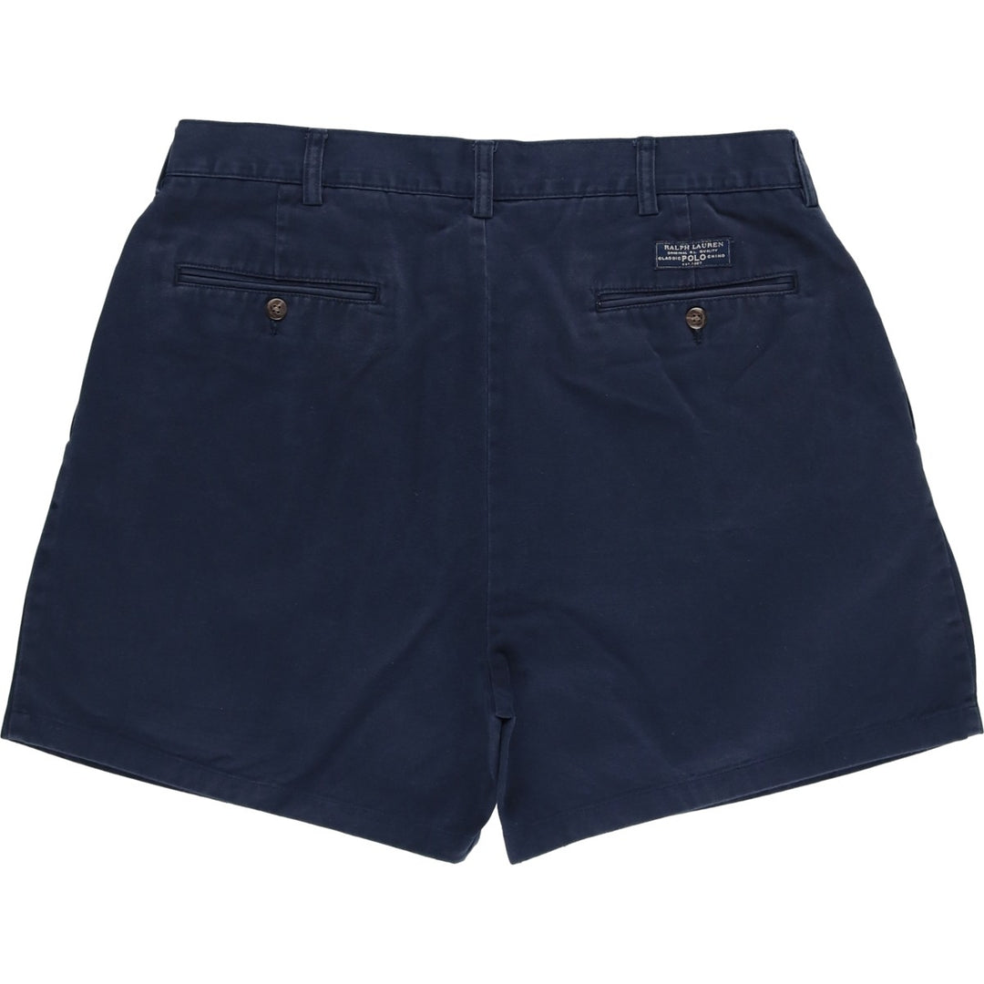 Ralph Lauren POLO by Ralph Lauren ANDREW SHORT Two-pleat chino shorts, short pants, men's size W36 cotton navy blue type Vintage Second Hand