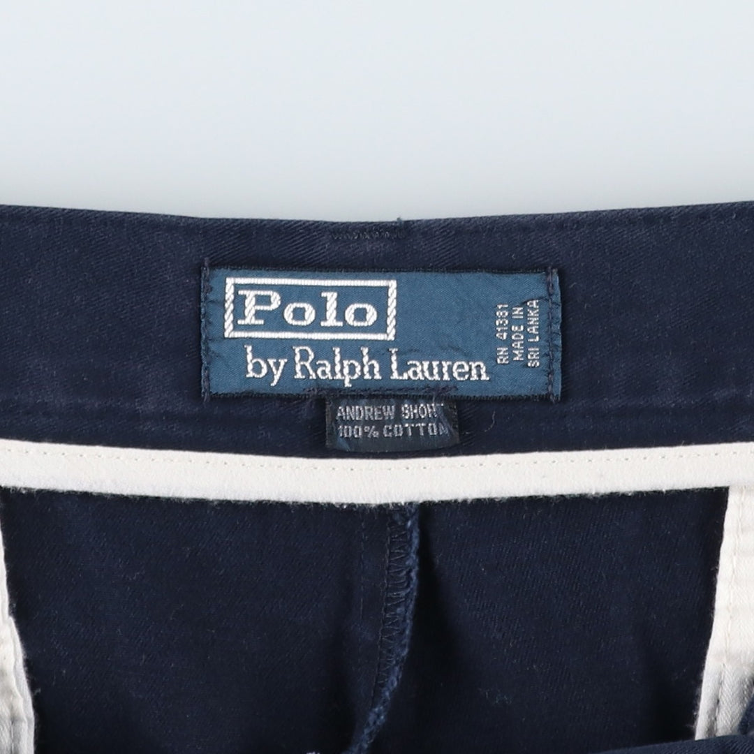 Ralph Lauren POLO by Ralph Lauren ANDREW SHORT Two-pleat chino shorts, short pants, men's size W36 cotton navy blue type Vintage Second Hand