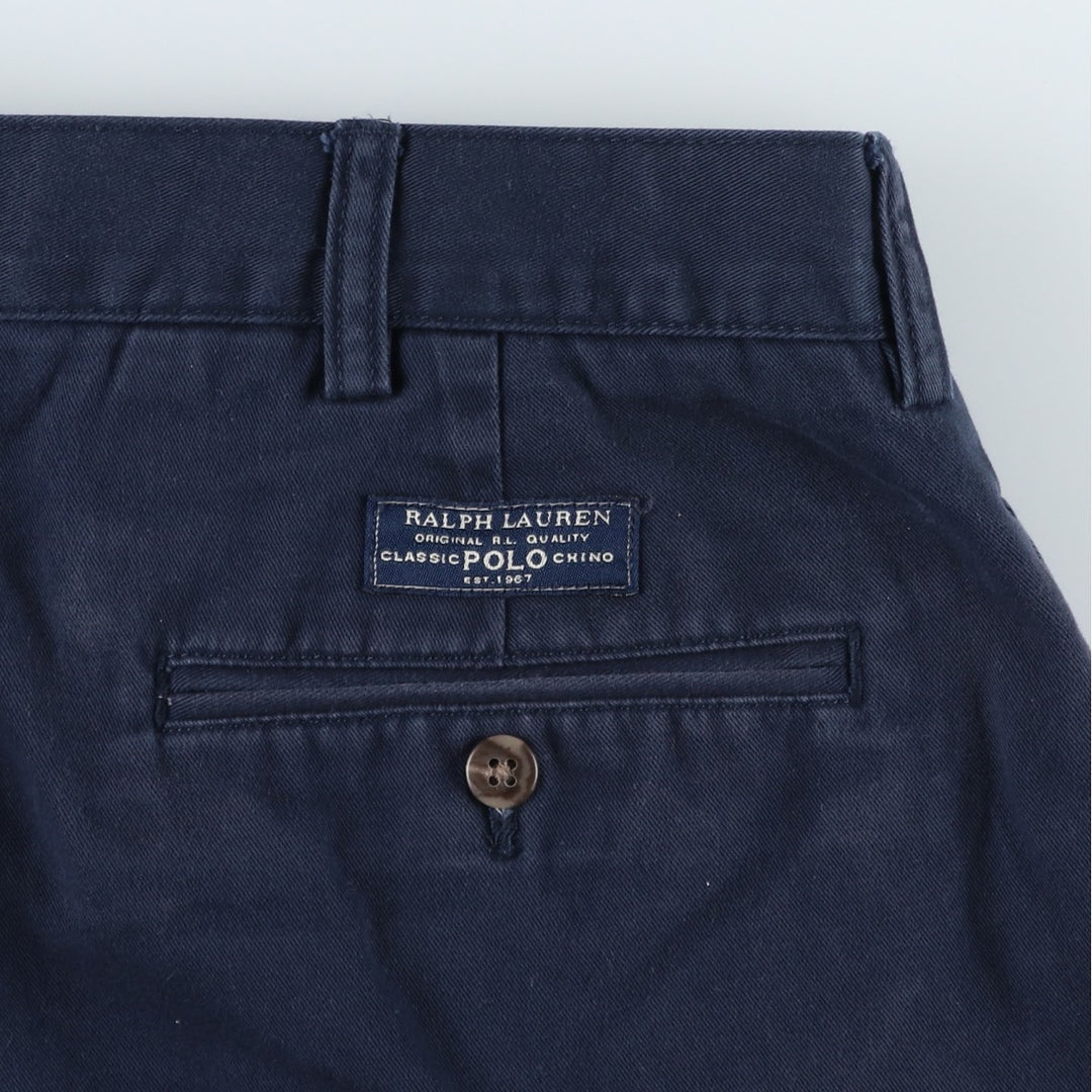 Ralph Lauren POLO by Ralph Lauren ANDREW SHORT Two-pleat chino shorts, short pants, men's size W36 cotton navy blue type Vintage Second Hand