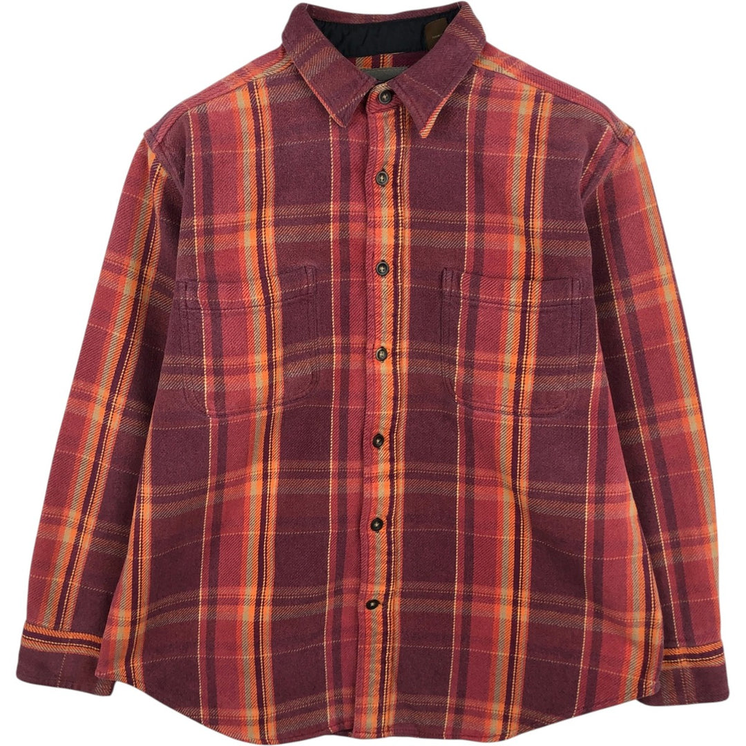90s-00'S St. John's Bay Long-Sleeve Heavy Flannel Check Shirt, Men's Size L (approx.) cotton red type Vintage Second Hand
