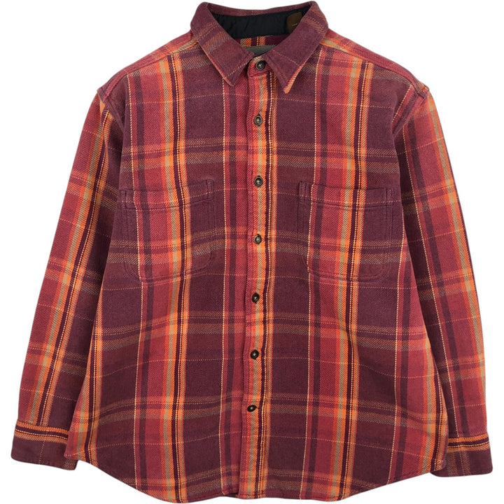 90s-00'S St. John's Bay Long-Sleeve Heavy Flannel Check Shirt, Men's Size L (approx.) cotton red type Vintage Second Hand