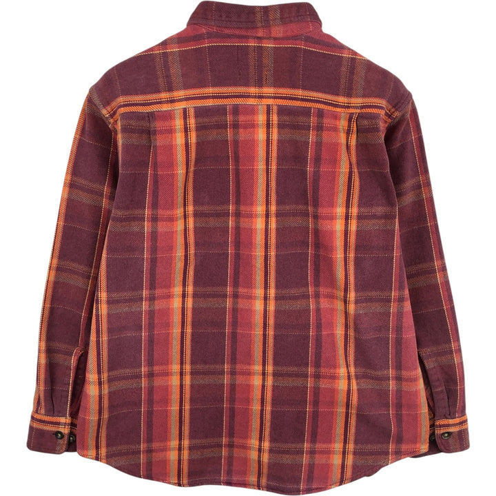 90s-00'S St. John's Bay Long-Sleeve Heavy Flannel Check Shirt, Men's Size L (approx.) cotton red type Vintage Second Hand