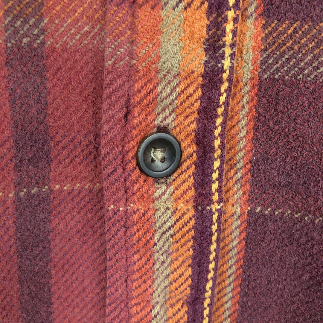 90s-00'S St. John's Bay Long-Sleeve Heavy Flannel Check Shirt, Men's Size L (approx.) cotton red type Vintage Second Hand