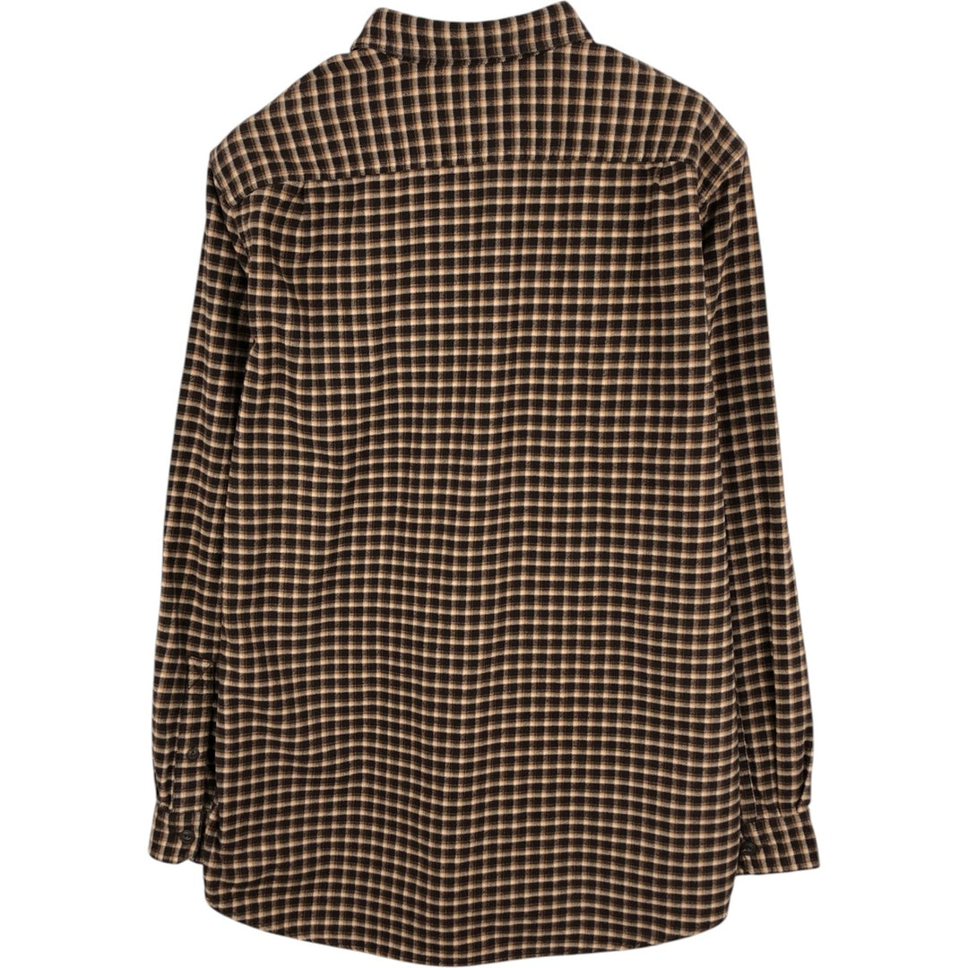 90s-00'S LLBean Long-Sleeve Heavy Flannel Check Shirt, Men's Size L (approx.) cotton brown type Vintage Second Hand