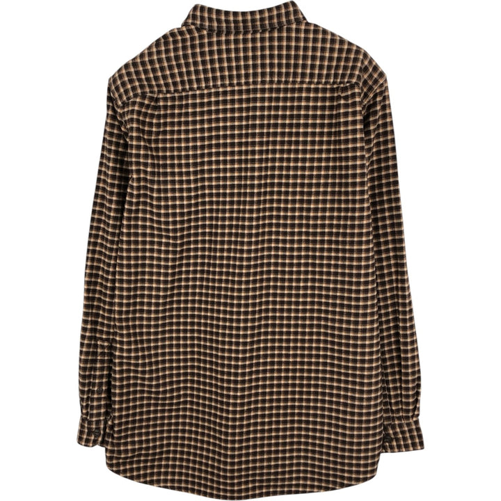 90s-00'S LLBean Long-Sleeve Heavy Flannel Check Shirt, Men's Size L (approx.) cotton brown type Vintage Second Hand