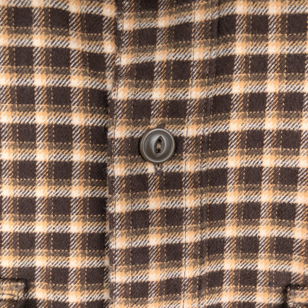 90s-00'S LLBean Long-Sleeve Heavy Flannel Check Shirt, Men's Size L (approx.) cotton brown type Vintage Second Hand