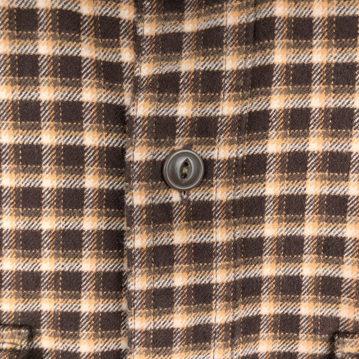 90s-00'S LLBean Long-Sleeve Heavy Flannel Check Shirt, Men's Size L (approx.) cotton brown type Vintage Second Hand