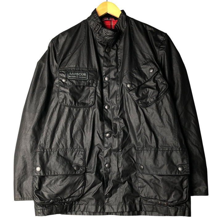 2000'S Barbour INTERNATIONAL waxed cotton oiled jacket, men's size L Waxed cotton black type Vintage Second Hand