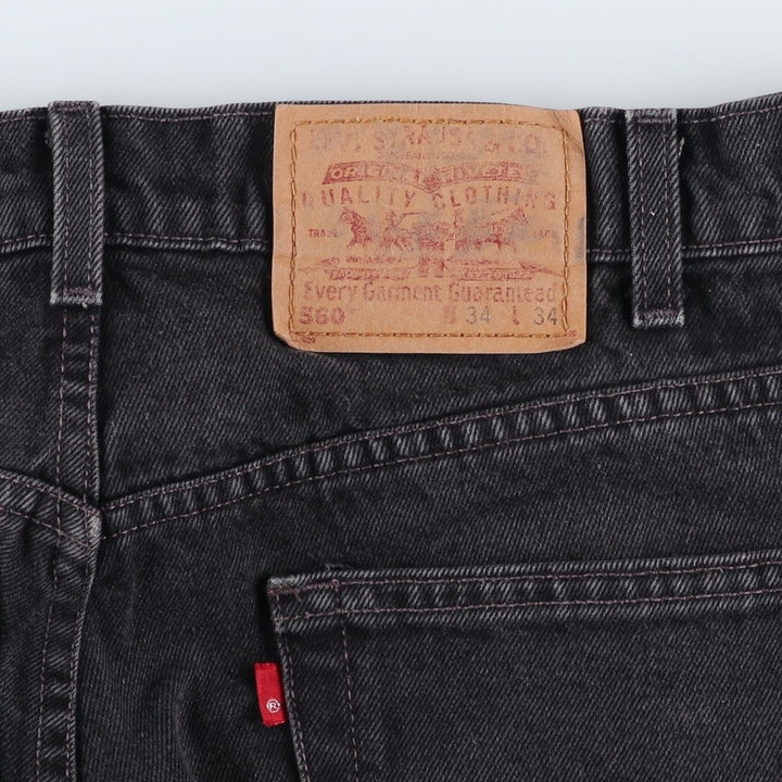 90'S Levi's 560 Loose Fit Tapered Leg Black Denim Pants, Men's Size 34 (Vintage) cotton black type Vintage Second Hand