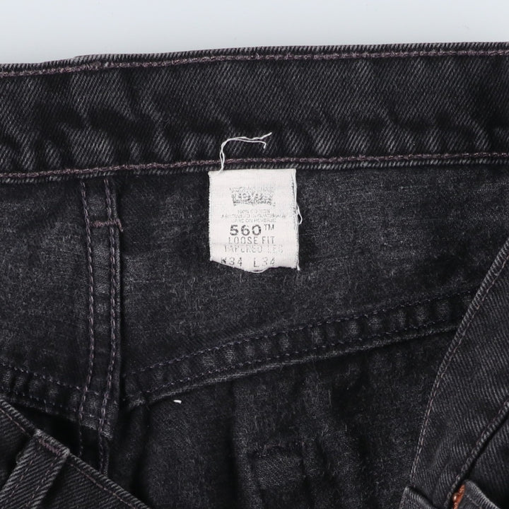 90'S Levi's 560 Loose Fit Tapered Leg Black Denim Pants, Men's Size 34 (Vintage) cotton black type Vintage Second Hand