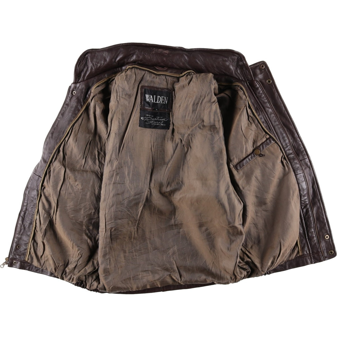 WALDEN Padded Leather Blouson, Men's Size L genuine leather brown type Vintage Second Hand