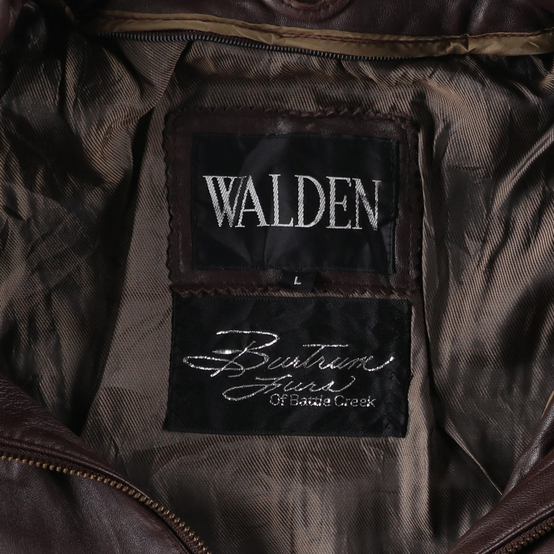 WALDEN Padded Leather Blouson, Men's Size L genuine leather brown type Vintage Second Hand