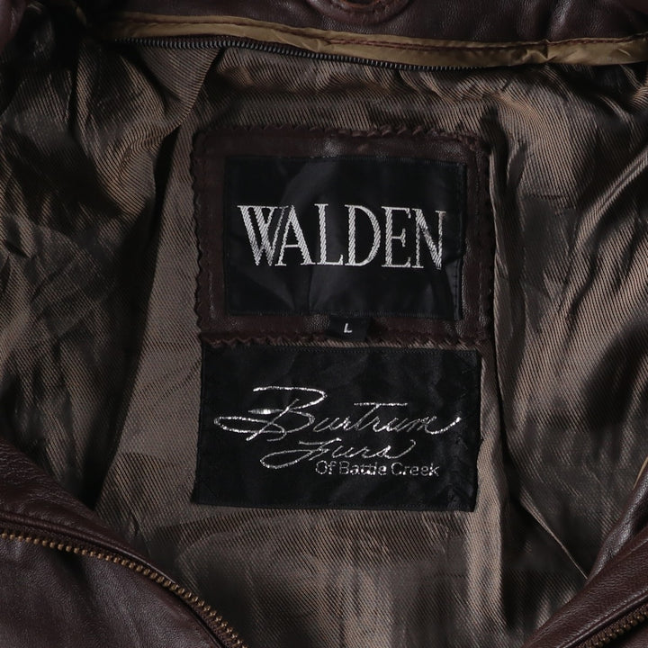 WALDEN Padded Leather Blouson, Men's Size L genuine leather brown type Vintage Second Hand
