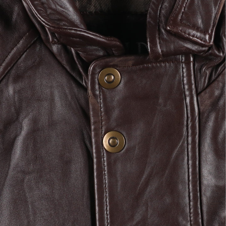 WALDEN Padded Leather Blouson, Men's Size L genuine leather brown type Vintage Second Hand