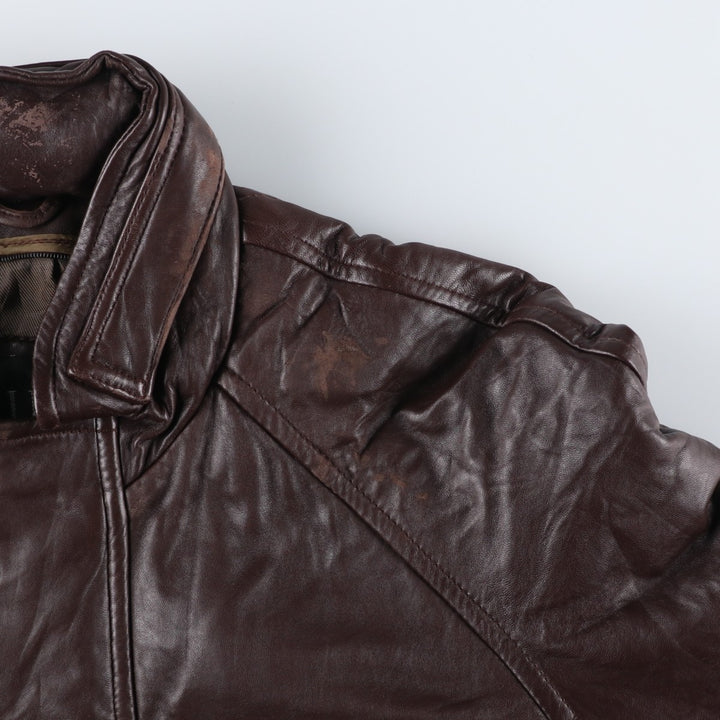 WALDEN Padded Leather Blouson, Men's Size L genuine leather brown type Vintage Second Hand