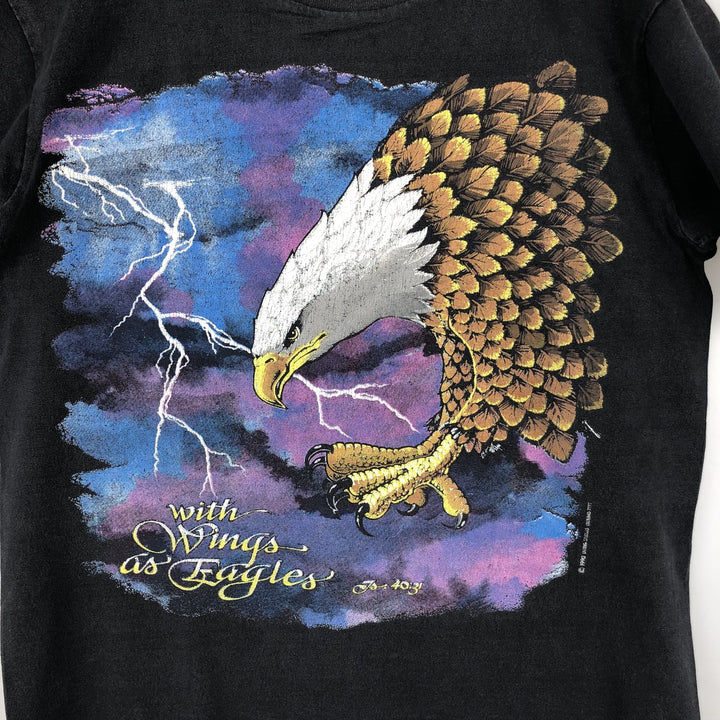 90'S Eagle Pattern Animal T-Shirt, Men's Size S (Equivalent), Vintage unclear black type Vintage Second Hand
