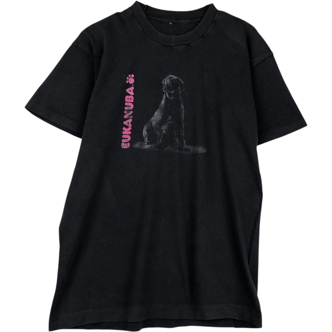 EUKANUBA Dog Print Advertising T-Shirt, Men's Size M (Equivalent), Vintage unclear black type Vintage Second Hand