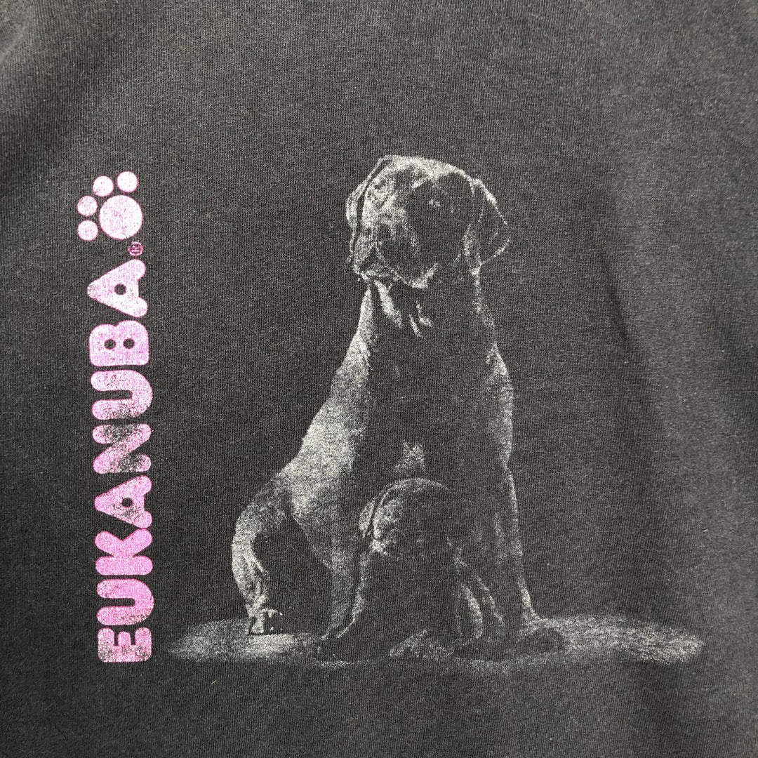 EUKANUBA Dog Print Advertising T-Shirt, Men's Size M (Equivalent), Vintage unclear black type Vintage Second Hand