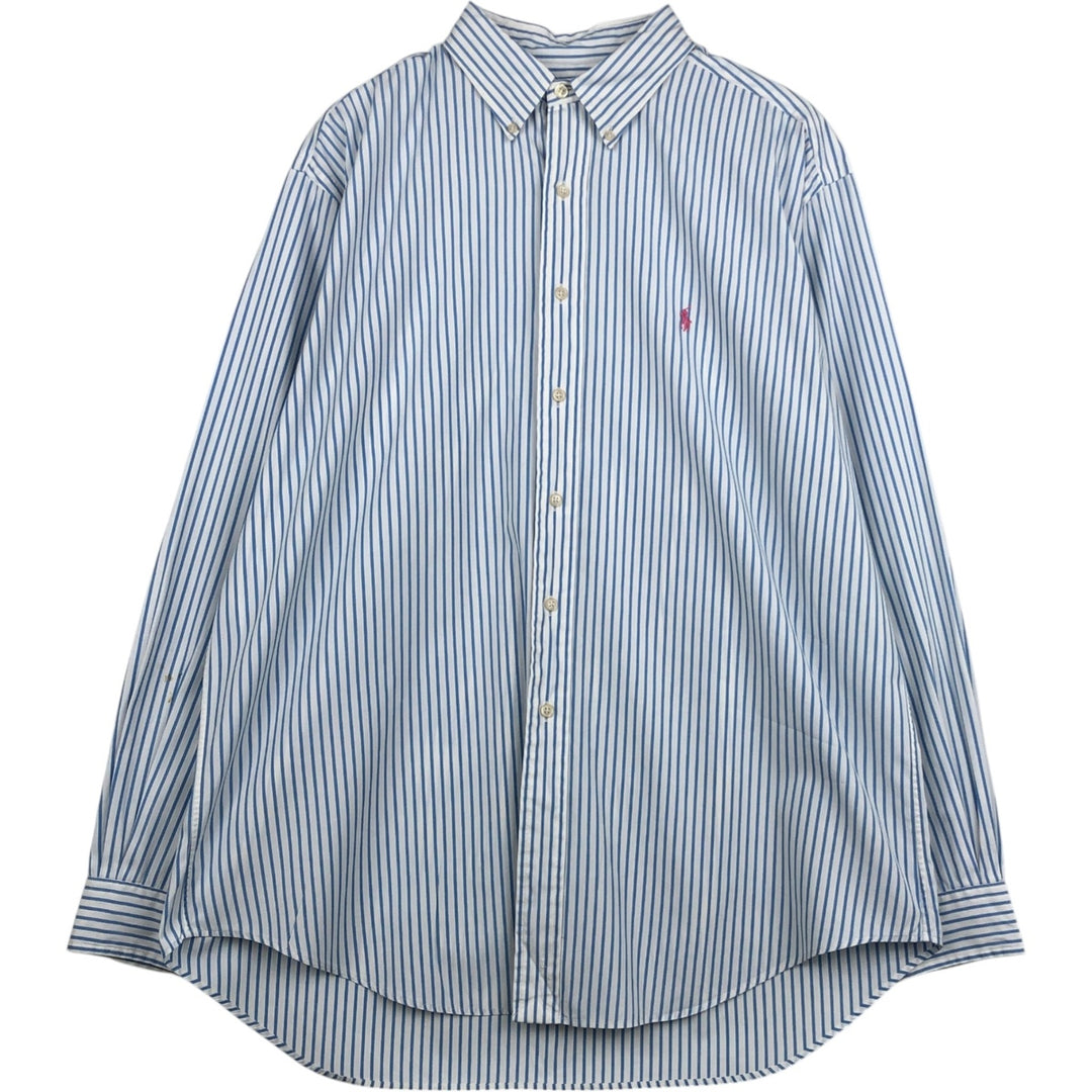 Ralph Lauren CLASSIC FIT Long-Sleeve Button-Down Striped Shirt, Size XL (Men's XL equivalent) cotton white type Vintage Second Hand